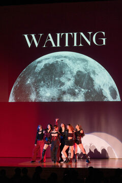 Students part of the group “Waiting” perform a dance at the gala Friday night. In addition to learning more about the Lunar New Year, students watched a variety of other student performances. 