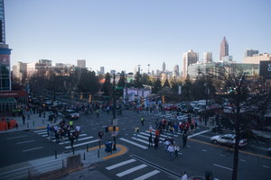 A view of Peachtree Street and Centennial Park late afternoon on Friday, the day before the Final Four.