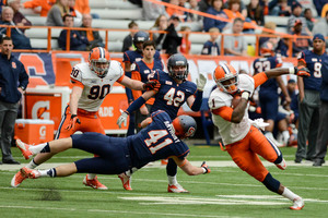 Ashton Broyld eludes safety Eric Anthony and heads upfield.