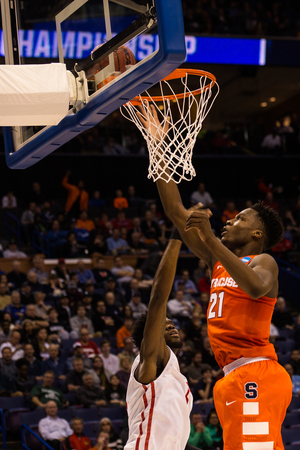 Tyler Roberson's second jump enables him to tip balls at their peak and give himself a chance to pad his rebound numbers after keeping the ball alive.