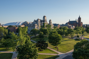 The proposed University Place promenade would run from South Crouse Avenue to College Place in front of the S.I. Newhouse School of Public Communications, Schine Student Center and Bird Library.