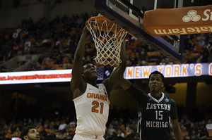 Tyler Roberson and the Orange dunked on Eastern Michigan in a 48-point victory on Monday night. Roberson, who hasn't played much lately, got back into the swing of things with his highest point total since late November.