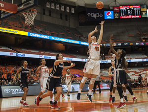 Digna Strautmane, pictured against Stony Brook, is part of a Syracuse frontcourt that has struggled to outrebound teams in ACC play.