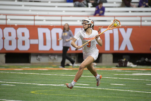 Syracuse freshman Sam Swart, pictured against Albany, finished with four goals in SU's loss to Virginia. 