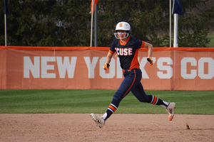 Miranda Hearn rounds the bases for the Orange. Syracuse scored four runs in the bottom of the first to create a lead it never relinquished.