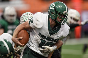 Onondaga running back Jason Holbrook scored on a 4-yard run and a 35-yard pick-six in the fourth quarter and was named Most Valuable Player at Friday's Section III Class D Championship.