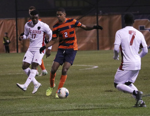 Amferny Sinclair scored his first career goal at Syracuse on Saturday night.