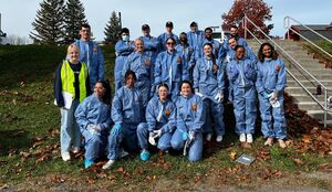 The group of student volunteers collected a total of 13 trash bags from the second floor of the Schine Student Center over the course of an hour for a waste audit. 