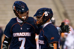 Derek Maltz (7) contributed two goals in Syracuse's explosive offensive performance last weekend. The Orange scored 27 goals in a pair of victories at the Big East tournament.