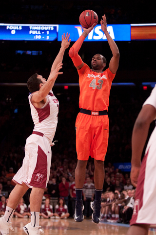 James Southerland shoot over his defender. The senior forward was held to just 6 points in 32 minutes, his lowest total in two weeks.