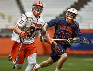 Williams races toward his goal after picking up a faceoff. 