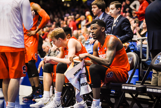 Howard takes a rest. He has started every SU game this season and played all 40 minutes Wednesday. 