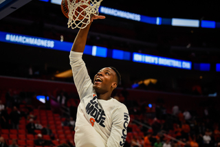 Despite battling tendinitis, freshman forward Bourama Sidibe was all smiles prior to the game and he moved well.